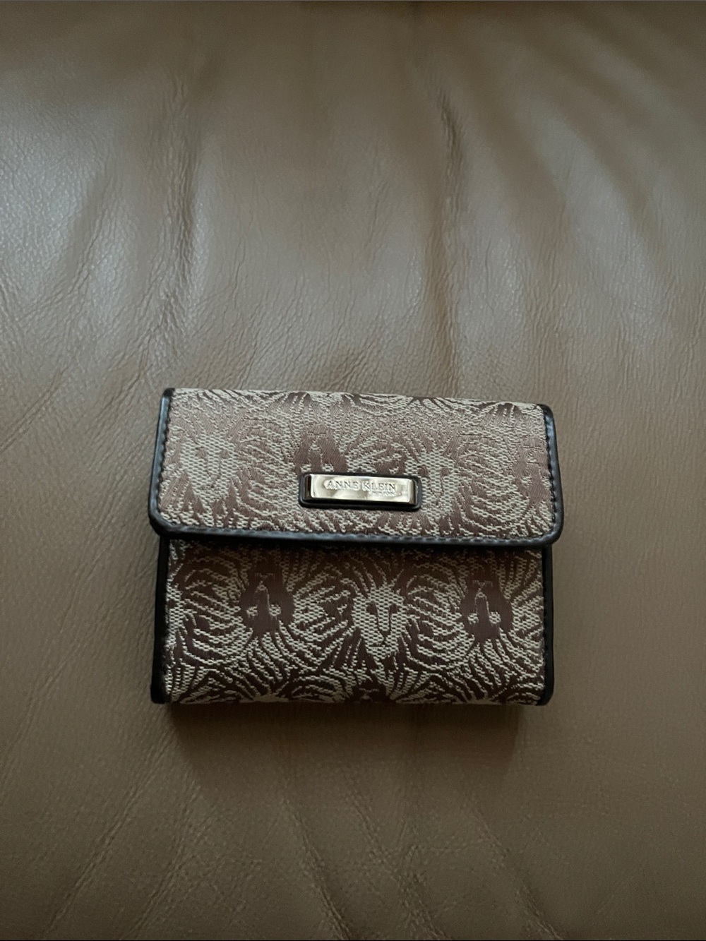 Anne Klein Brown Monogram Compact Fold Wallet